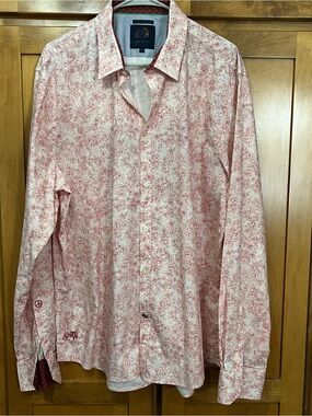 John Lennon 2XL Floral Button Down Shirt Red White Graphic Print Peace Signature